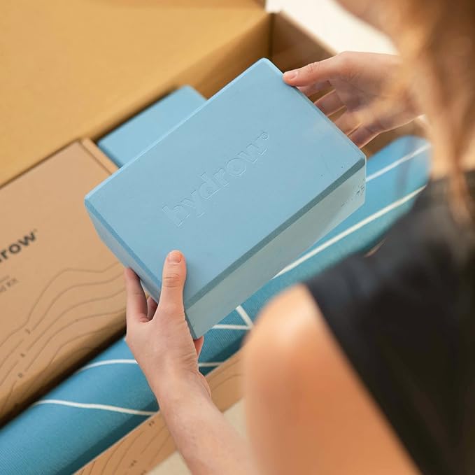 Hydrow Yoga Blocks - Supportive & Lightweight EVA Foam for Yoga, Pilates, Meditation, 9 x 6 x 4 inches, Blue