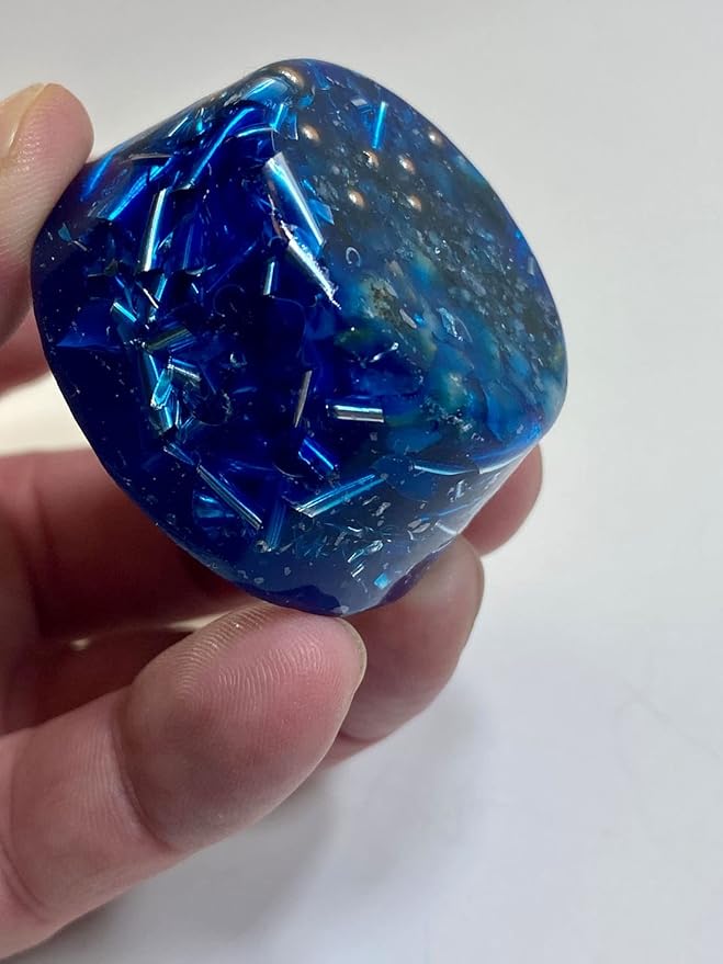 2 Transparent Blue Small Tower Buster Crystal Orgone Generator Energy Accumulator 528Hz/7.83Hz/Advance Harmonics Many Beautiful Ingredients and Colors!! (Transparent Blue)