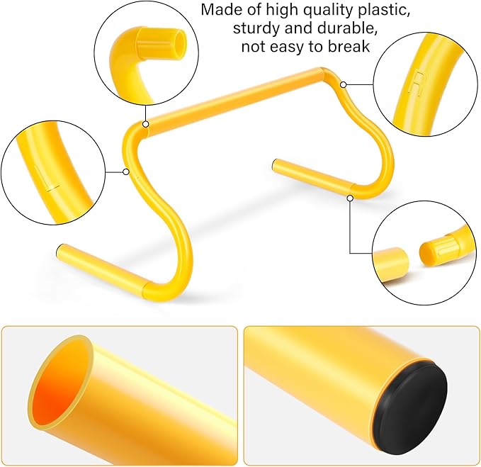 Agility Hurdles Training Equipment - 10 Speed Hurdles and 10 Soccer Cones with Carrying Bag for Soccer, Football, and Track Drills, Ideal for Athletes Speed and Agility Training (Yellow)