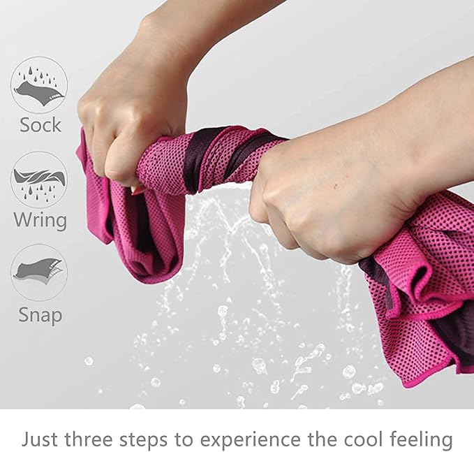 SMALLElectric 4 Packs Microfiber Cooling Towel (40"x 12"), Ice & Chilly Stay Cool for Yoga, Sport, Gym & More Activities (Multicolor)