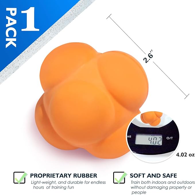 GSE Games & Sports Expert Sports Reaction Balls, Reactivity Ball for Field Training, Agility Trainer for Baseball, Rubber Bounce Balls for Hand-Eye Coordination & Speed Reflex Training