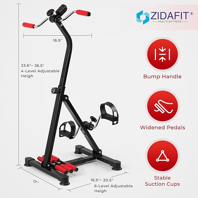 Adjustable Pedal Exerciser Bike for Seniors - Hand Arm Leg and Knee Therapy, Stroke Recovery, Portable Fitness Equipment for Total Body Workout - Great Gift for Elderly Rehab