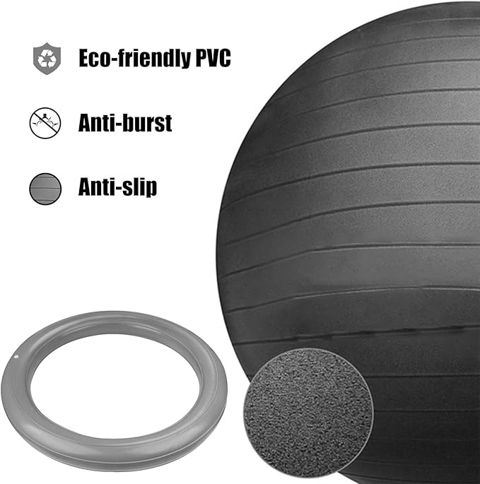 Exercise Ball Chair for Office Desk, Anti-Burst Yoga Ball Chair with Ring Base, Ergonomic Stability Seat for Core Strength/Posture Improvement