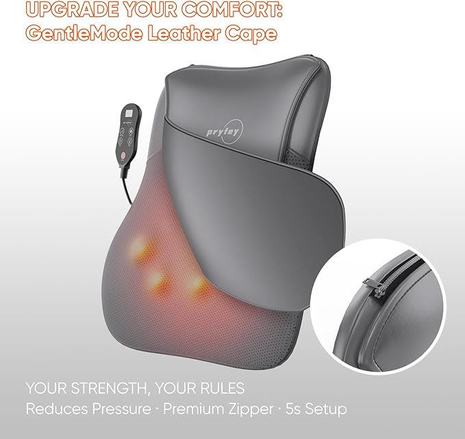 Back Massager, Rolling Up and Down Back Massager with Heat, Back Massage 4D Kneading for Pain Relief Deep Tissue, Ultrathin Shoulder Massager Mother's Day Gifts for Women Men Parents, Grey