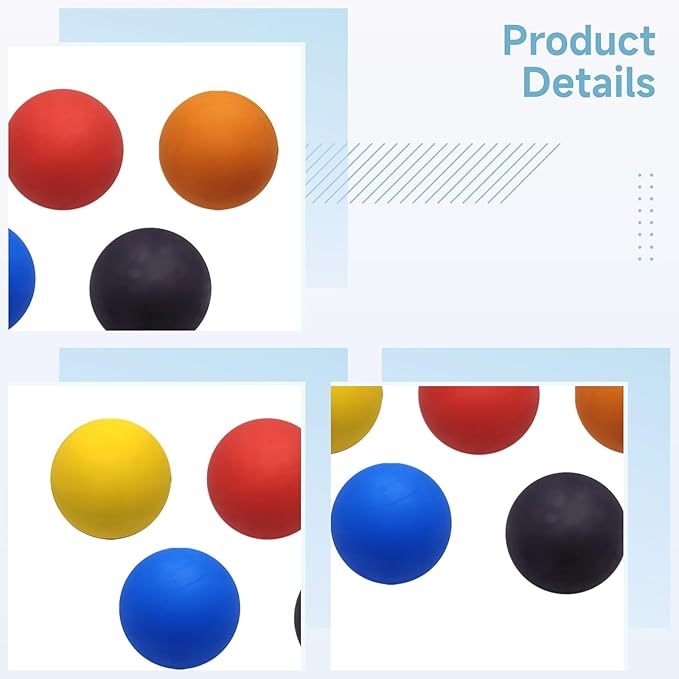 10-Pack Hollow Core High Bounce Squash Balls, Multi-Color Set (2 Each), 2.36-Inch Diameter Exercise Balls for Reaction and Recovery Training