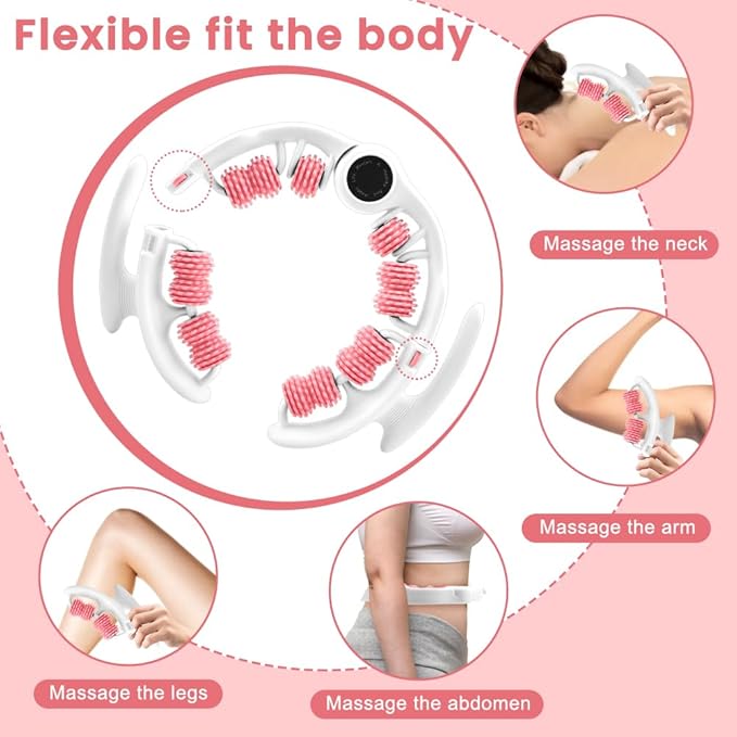 Cellulite Massage Tool, Lymphatic Drainage Cellulite Remover for Legs, Anti-Cellulite Massager with Detachable Roller Handles for Thighs, Legs & Buttocks(Color:Pink)