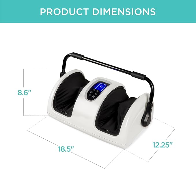 Best Choice Products Heated Shiatsu Foot Massager for Pain Relief, Plantar Fasciitis, Neuropathy, Blood Circulation w/Compact Design - Pearl White
