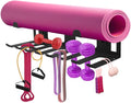 Multi-Purpose Gym Equipment Storage Rack, Stainless Steel Rack Holder Organizer Wall Mount with Screws Home Gym Organization Accessories for Foam Rollers Straps Jump Ropes Yoga Mat (Black)