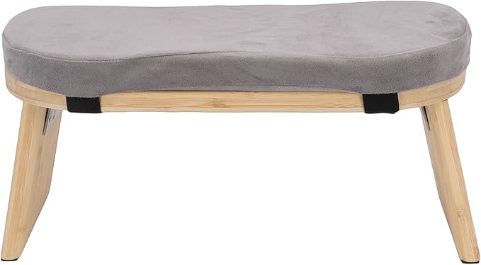 Wooden Meditation Bench, Folding Zen Stool, Ergonomic Prayer Seat with Cushion & Forward Tilt, Ideal for Relaxation, Tea Ceremony & Home, 17.3x7.5x6in