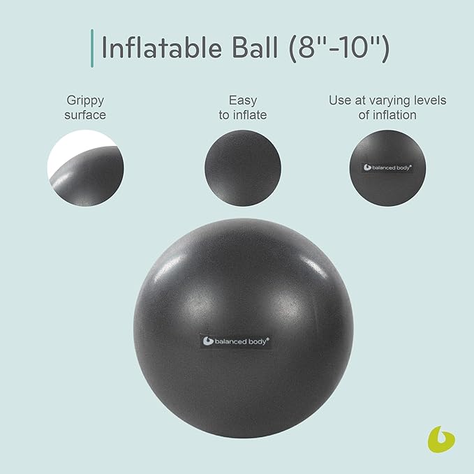 Balanced Body Inflatable Ball, Exercise Ball for Stability, Core Strengthening, and Fitness, Pilates Equipment for Home Gym or Studio Use, 8 Inches to 10 Inches, Storm Gray
