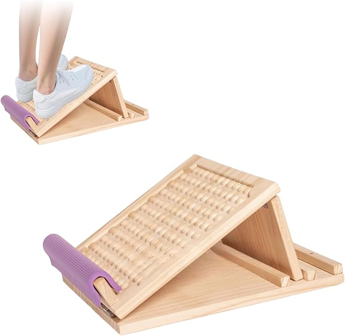 Portable Wooden Slant Board, for Calf Stretching and Squats, Professional Calf Stretcher, Adjustable Incline Board for Knees Ankle Heel Feet Leg