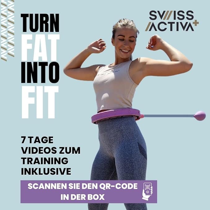 Swiss Activa+ Infinity Hoop Smart Weighted Hula Hoop with Counter - Smart Hula Hoop Fit - Exercise Hoola Hoop Exercise Equipment - Adult Hula Hoops for Exercise - Hula Hoops for Women Weight Loss
