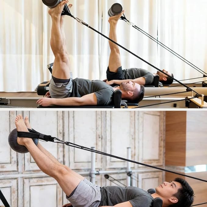 2 Pcs Nylon Pilates Reformer Pull Ropes, Replacement Straps for Pilates Core Bed, Durable Fitness Equipment Accessory for Home and Studio Yoga Workouts