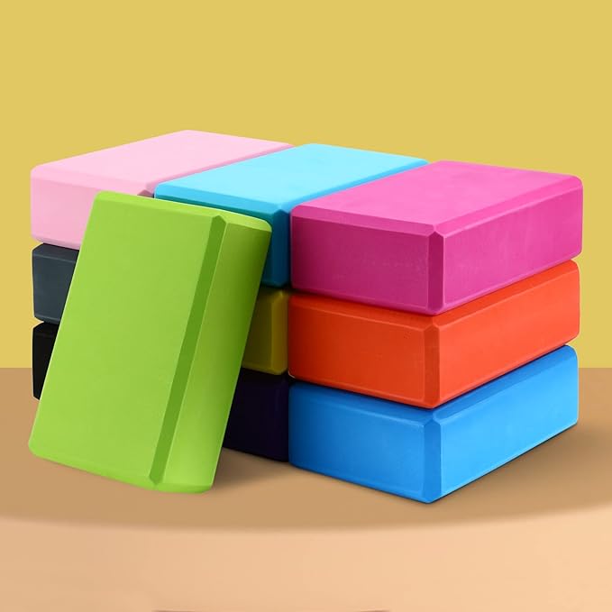 10 Pcs Foam EVA Yoga Blocks Lightweight Non Slip Supportive Yoga Bricks for Pilates Stretching and Meditation, Women Men Yogi Beginners