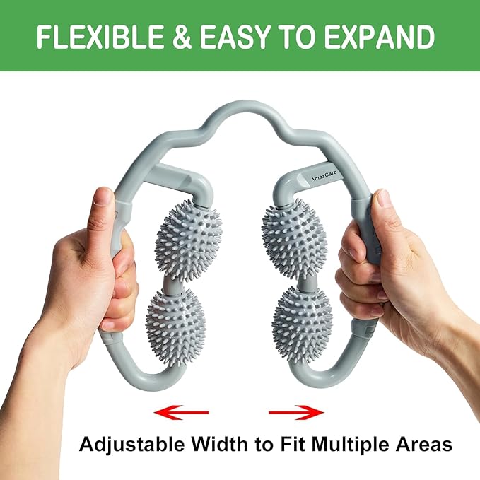 Cellulite Massage Tool Leg Roller. Lymphatic Drainage Massager Muscle Roller with Spiky Balls for Thigh Calf Arm Back Buttock. Fascia Blaster for Circulation Deep Tissue Pain Relief Recovery (Gray)