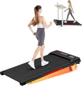 Incline Walking Pad with Handle Bar, Foldable Portable Under Desk Treadmill for Home Office, Ultra Quiet <45dB, Safety Lock, 300+ LB Capacity