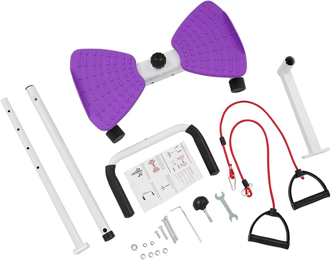 Waist Twisting Machine with Handlebar, Ab Twist Board with Adjustable Height Handle, 330 lbs Capacity Waist Twister for Women Belly Fat, Home Gym Exercise Equipment for Slim Waist(Purple)