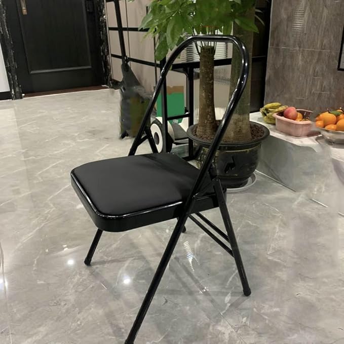 Yoga Auxiliary Chair Iyengar Yoga Chair,Backless Yoga Chair Prop,Pilates Chair,Foldable and Portable Folding Stools for Yoga,Black