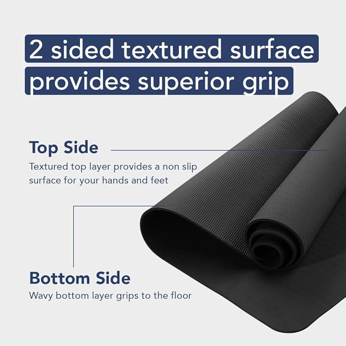 Premium Clever Yoga Mat - Extra Long Yoga Mat Suitable For All Yoga Types - Workout Mat For Home Or On The Go - Includes Our Perfect Fit Mat Bag