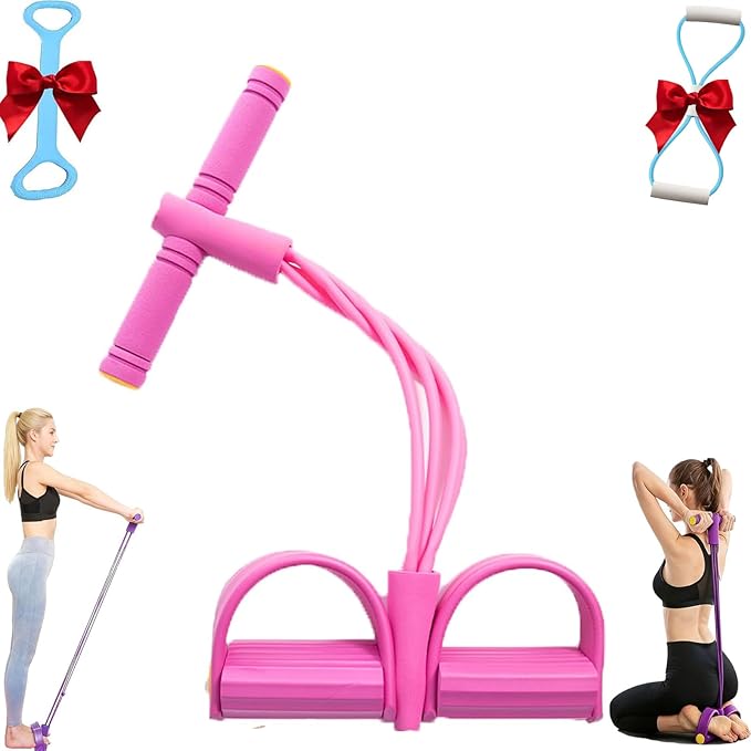 3 in 1 Resistance Bands with Handles, 4/6/8 Tubes Pedal Resistance Device, Upgrade Multifunctional Detachable and Adjustable TPE Elastic Pedal Puller with 300% Stretch for Exercise