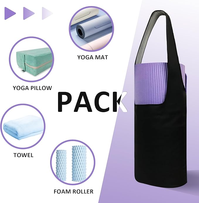 NGT new guide steps Yoga Bolster Pillow Bag Yoga Mat Bag Large Size with Pockets Rainproof Environmental Friendly Yoga Strap Bag for Women