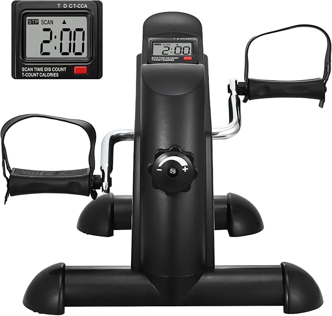 Happybuy Under Desk Bike Pedal Exerciser,Multi-level Resistance Pedal Exerciser for Home Office Workout,Mini Exercise Bike for Arm/Leg Exercise,Cycling Portable Peddler with LCD Display & Non-Slip Mat