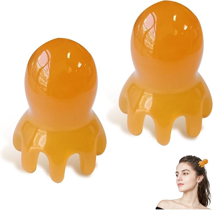 NIIIYTYB 2Pcs Head Massage Tool Scalp Massage Tools Hair Comb Scalp Scraper Tool Chinese Head Spa Tools for Deep Relaxation Massager Tool Full Body 8 Legged Acupressure Massager Yellow