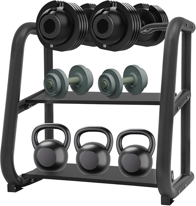 3-Tier Dumbbell Rack Metal Weight Storage Stand Holder Barbell Storage Racks for Dumbbells, Kettlebells, Multilevel Free Weight Organizer Stand for Home Gym