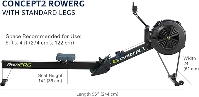 Concept2 RowErg Indoor Rowing Machine - PM5 Monitor, Device Holder, Adjustable Air Resistance, Easy Storage with FitXion Seat Cushion