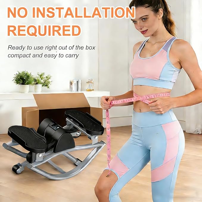 Rock Stepper Side to Side Low-Impact Rocking Stepper for Home Exercise Compact Side Stepper with Resistance Bands Quiet Lateral Exercise Machine for Full Body Workout