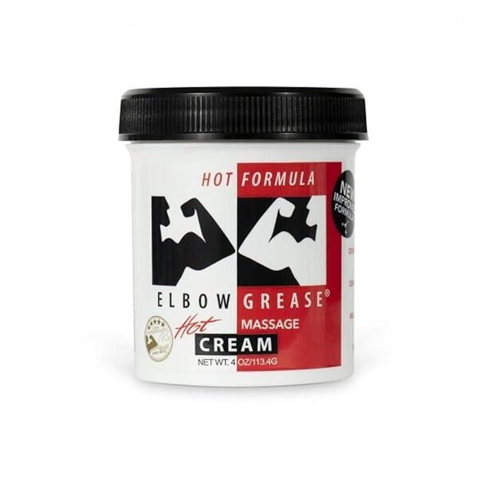Elbow Grease Hot Cream Premium Warming Therapy, 4oz Cream for Soft Skin, Reduced Friction, and Enhanced Comfort, Perfect for Relaxation and Massage (1 Pack)