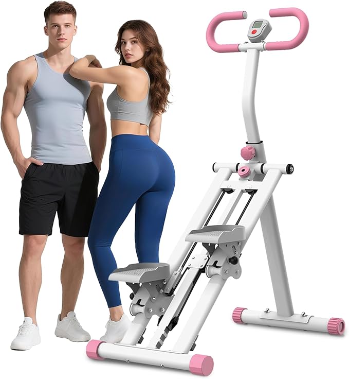 Stair Stepper for Home Gym, Foldable Full Body Exercise Climbing Machines, Vertical Climber Workout Machine with Resistance & Adjustable Handles, Frame Stable