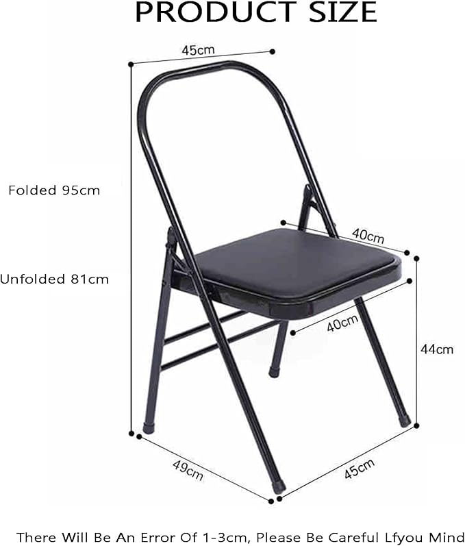 Yoga Chair,Thickened Frame, Comfortable PU Seat Pilates Chair,for Balance Handstand,Flexibility and Strength Training(Black)