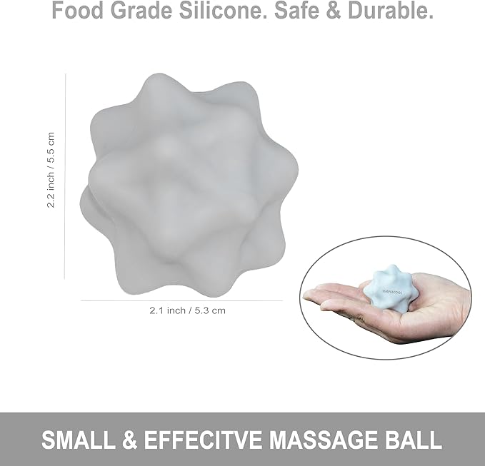 Small Spiky Massage Ball Trigger Point Massage Tool. Solid Bumpy Massager Balls for Deep Tissue Myofascial Release Hand Foot Plantar Fasciitis Pain Relief Knots Acupoint Yoga Fitness 2.2×2.1" (Gray)