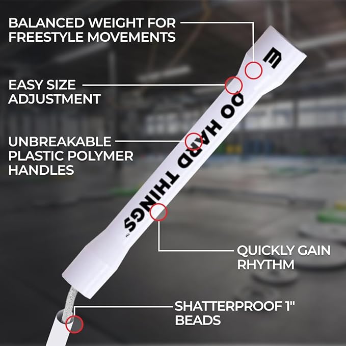 Elite Jumps - Do Hard Things 1” Beaded Jump Ropes | Crossover Jump Rope for Your Exercise Equipment | Segmented Jump Rope