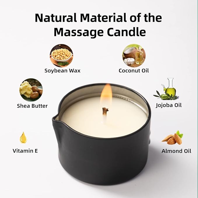 Massaging Oil Candle - Moisturizing Body Massage- Shea Butter Infused Hand Care Organic Candle Lotion - 6.35 OZ (Rum and Raisin Scent)