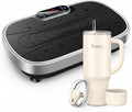Vibration Plate Exercise Platform with Loop Bands + Renoj FlexSlide 40oz Insulated Stainless Steel Tumbler (White) – Full Body Workout & Recovery Set