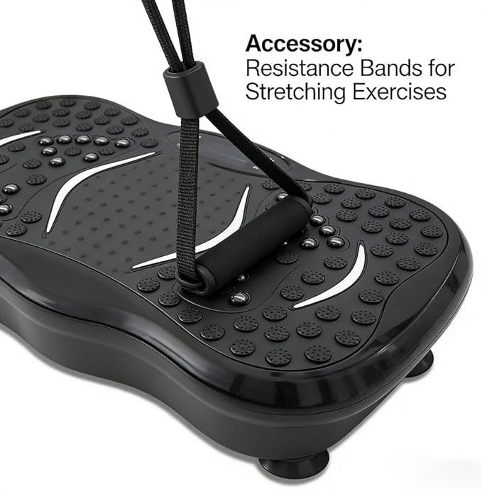 Vibration Plate Exercise Machine for Whole Body Workout, 330 lbs Capacity Lymphatic Drainage Platform for Weight Loss, 120 Speeds with Resistance Bands & Built-in USB Speaker