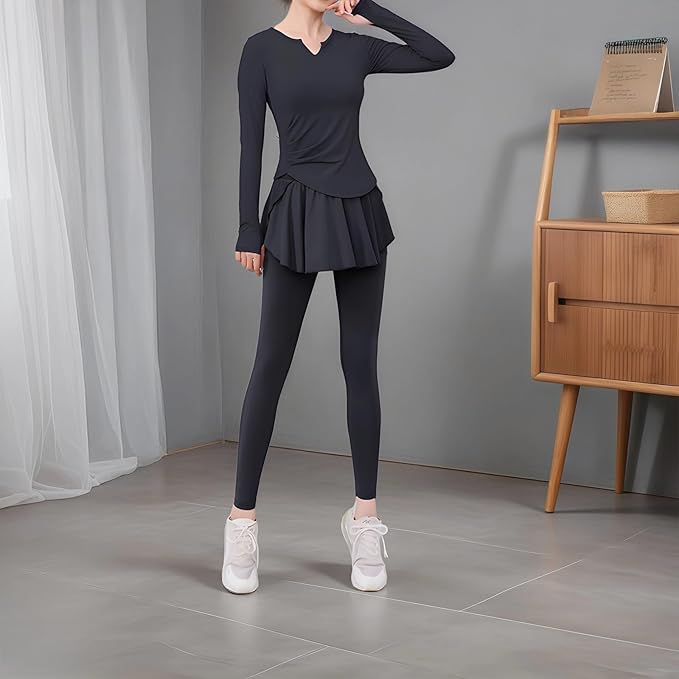 Pilates Set For Women, Four-Piece Yoga Outfit, Xxl Fits 135-150, Includes Jacket, Sports Bra, Long Sleeve Top, Breathable Fabric