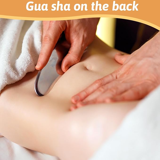 2 Pcs Stainless Steel Gua Sha Face Tools Metal Silver Guasha for Self Care Manual Massage Tool for Face and Body Treatment Back Muscles Pain Relief Puffiness Reducing Gift for Men Women