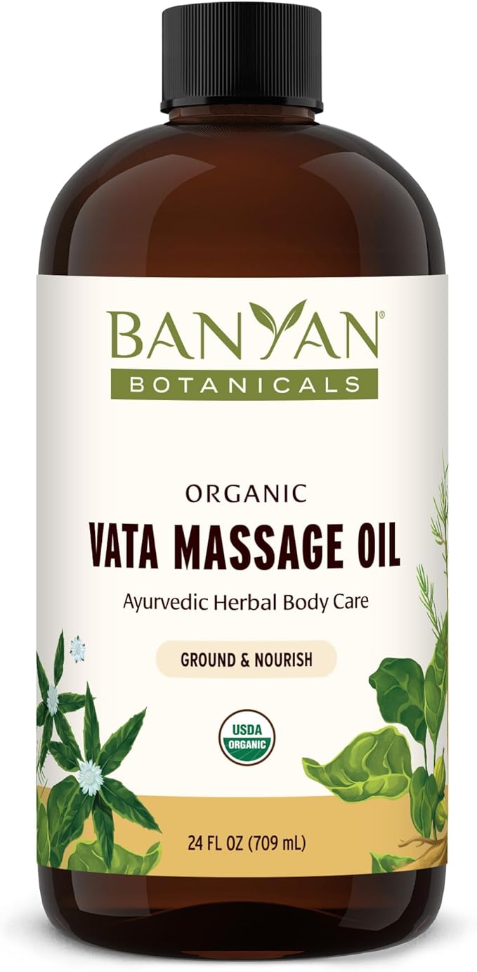 Banyan Botanicals Vata Massage Oil – Organic Herbal Massage Oil for Calm & Relaxation – Ayurvedic Oil with Organic Ashwagandha (Withania Somnifera) – 24 oz – Non-GMO Sustainably Sourced Abhyanga Oil