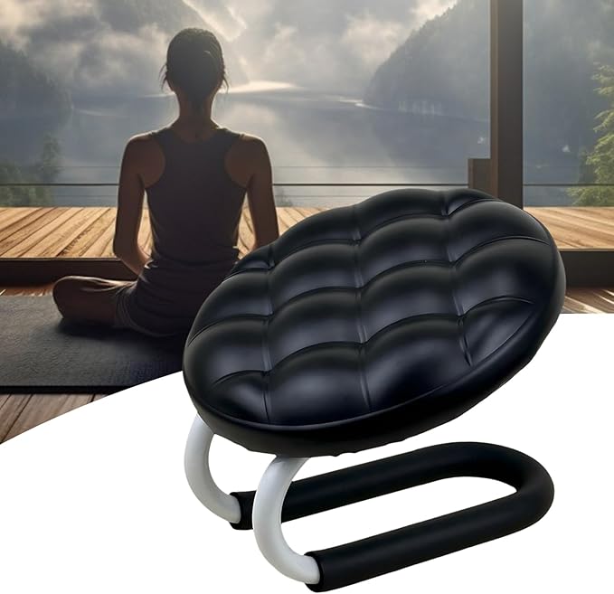 Ergonomic Meditation Bench, Mindfulness Prayer Seat, 18x12in Portable Kneeler Stool, Solid Wood Cushioned Model, Meditation Furniture with Foldable Design, Mindfulness Seat for Home Office Room Adults