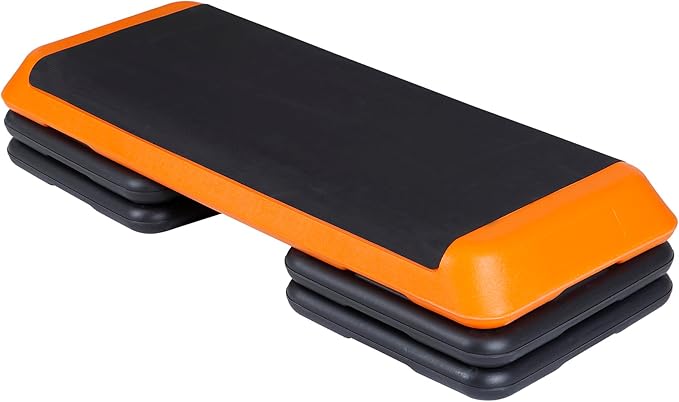 43 Inches Aerobic Step Platform 3 Levels Adjustable Aerobic Stepper with 4 Extra Risers and Anti Slip Surface, Exercise Training Workout Equipment for Home&Gym Cardio Strength & Training