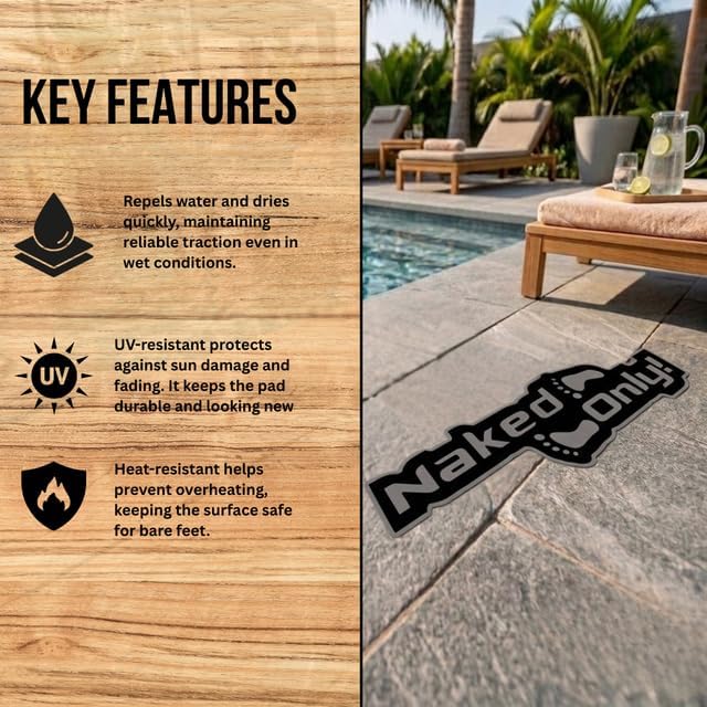 Naked Feet Only Decal Non-Slip EVA Foam Decal for Boat Gunwales & Ladders, 6mm Brushed Marine Grade Anti-Skid Adhesive Pads SeaDek Technology - Black/Blue