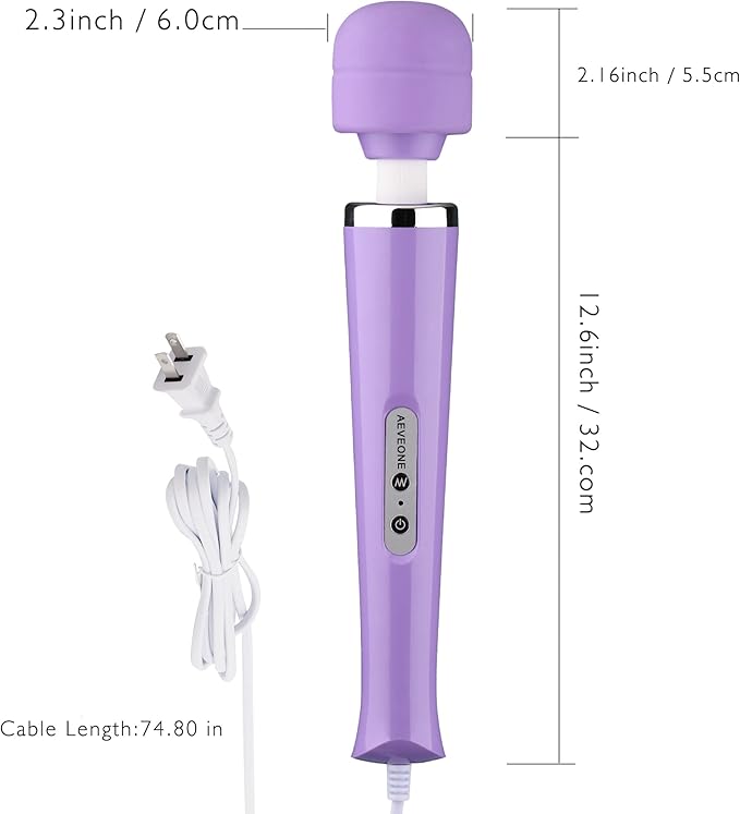 Wired Powerful Handheld Electric Massager, Strong Personal Back Massage for Sports Recovery, Muscle Aches, Body Pain (Light Purple)