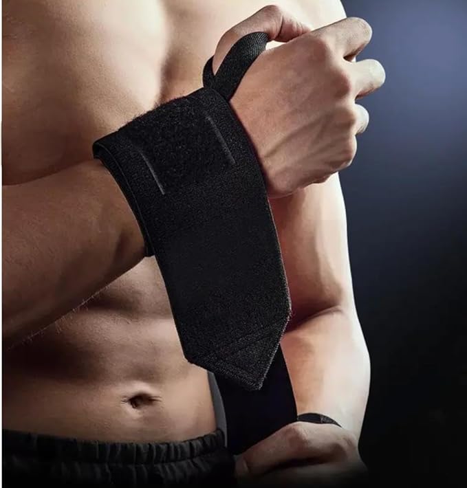 Generic Nylon Wrist Wraps - Weightlifting Wrist Straps - Black - Classic Style - Hook and Loop Closure - Heavy Duty Support and Protection for Exercise (Pair)