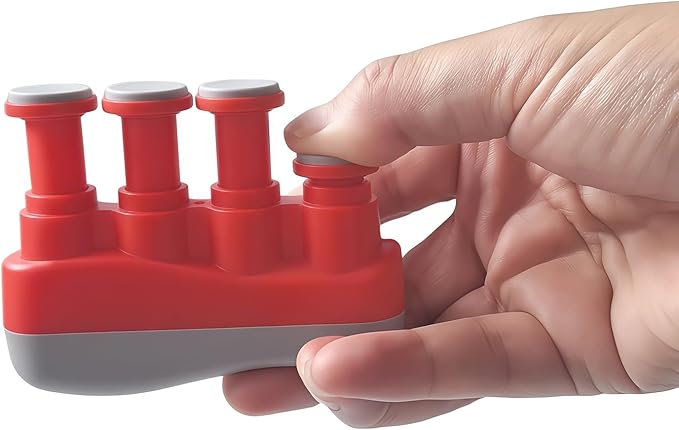 Finger Strengthener, Nalu Hand Grip Trainer Exerciser for Piano, Guitar, Bass, Ukulele Players, Plastic Material, Lightweight and Portable - Improve Finger Flexibility, Strength,1 Pack (Red+Gray)