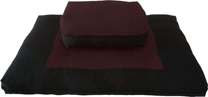 D&D Futon Furniture Zabuton Zafu Set, Yoga, Meditation Seat Cushions, Kneeling, Sitting, Supporting Exercise Pratice Zabuton & Zafu Cushions. (Brown)