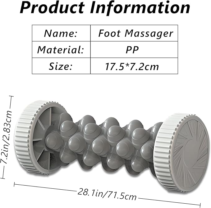 Manual Foot Roller Massager for Plantar Fasciitis, Deep Tissue Massage for Circulation and Pain Relief, Reflexology Tool for Arch and Heel Recovery