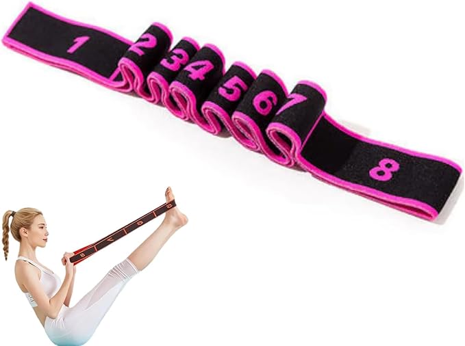 Fitness Resistance Band for Stretching and Yoga, Number Stretch Resistance Band with Clear Markings, 8-Section Elastic Training Bands for Yoga, Stretching, Pilates, Fitness